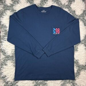 Vineyard Vines Men’s Blue Long Sleeve Graphic T-shirt Boat Fishing Size XL